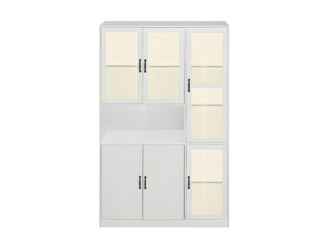 Vente Unique Vitrine Avec éclairage LED - étagères Avec 6 Portes - H 200cm - Blanc