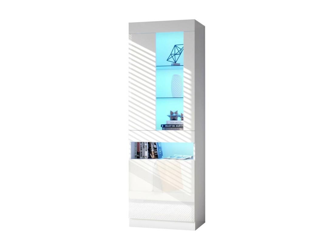 Vente Unique Vitrine Avec Porte Et LED - Hauteur 180cm - Blanc