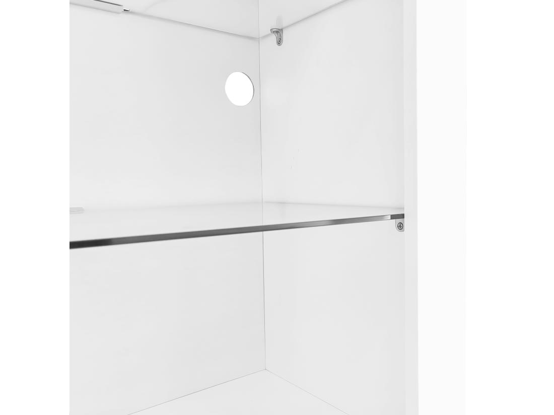 Vente Unique Vitrine Avec Porte + Tiroir + LED - Hauteur 165cm - Blanc