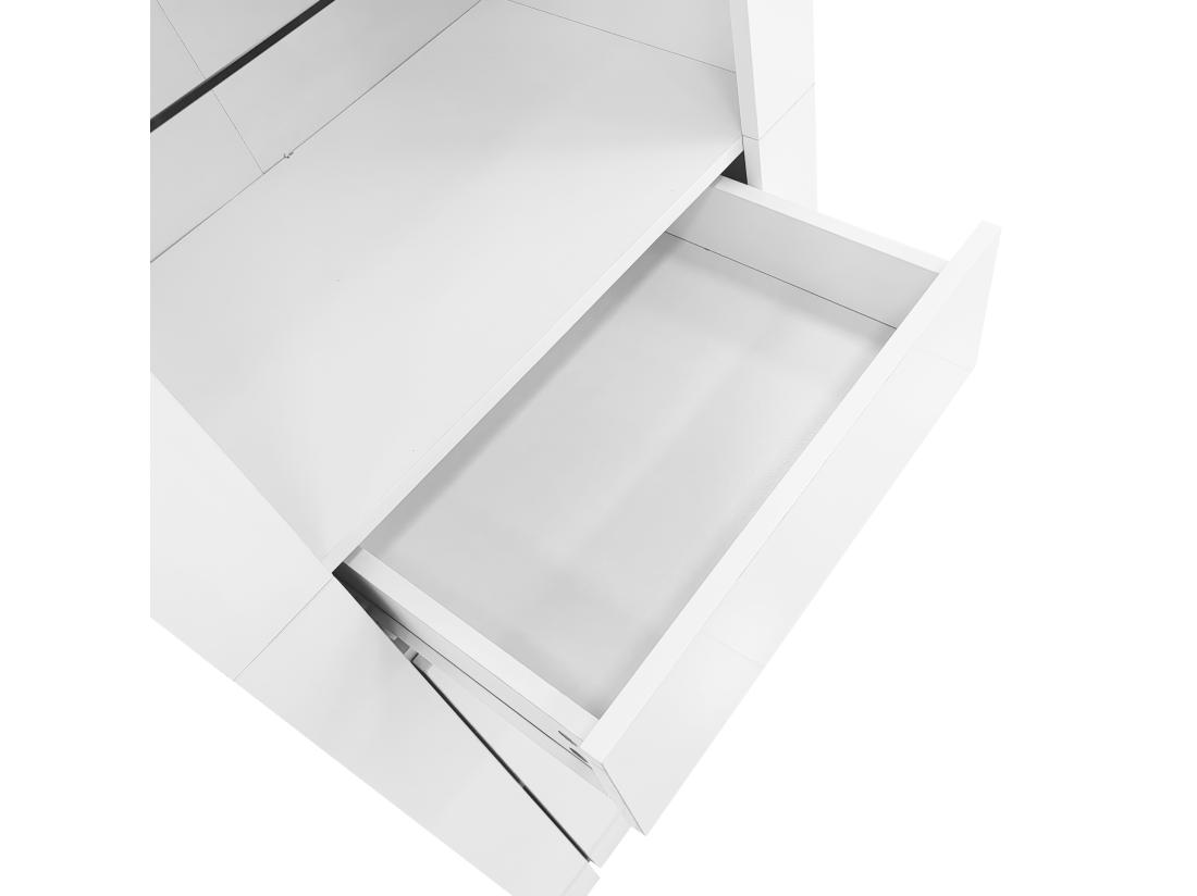 Vente Unique Vitrine Avec Porte + Tiroir + LED - Hauteur 165cm - Blanc
