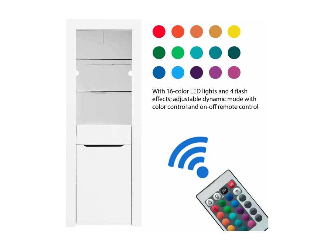 vente unique Vitrine avec porte + tiroir + LED - Hauteur 165cm - blanc