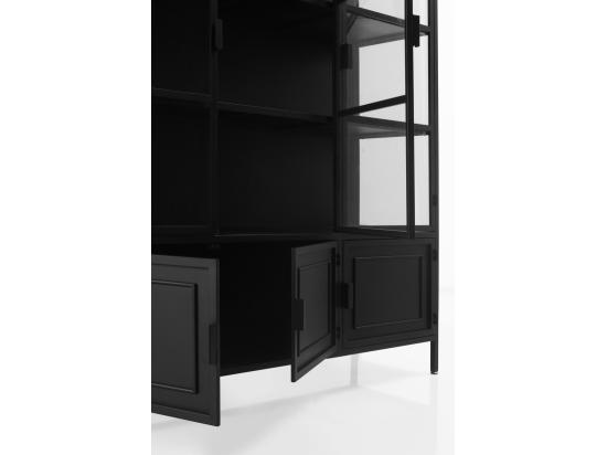 Vente Unique Vitrine Avec Portes Et Côtés En Verre Et Structure En Métal Noir