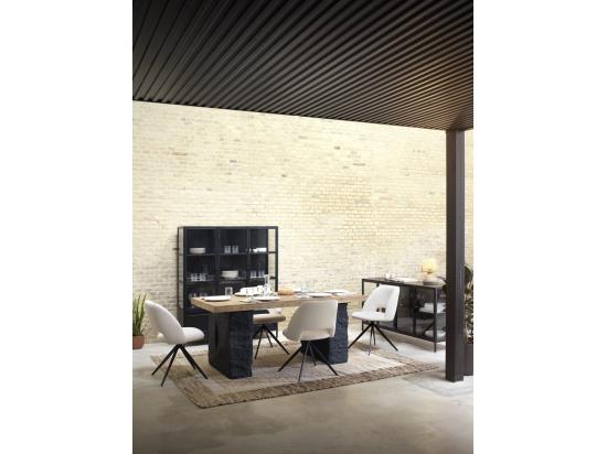 Vente Unique Vitrine Avec Portes Et Côtés En Verre Et Structure En Métal Noir