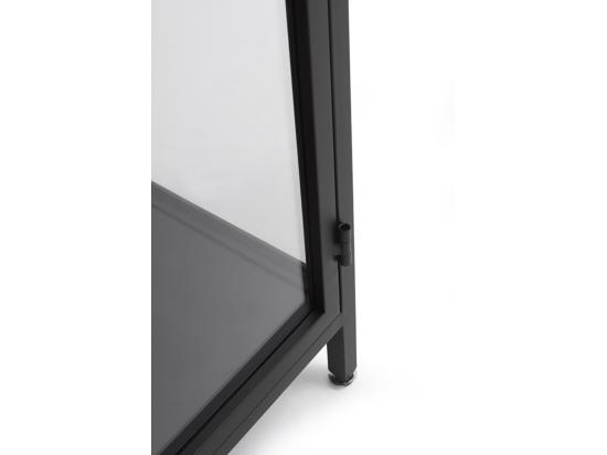 Vente Unique Vitrine Avec Portes Et Côtés En Verre Structure Métallique Noire