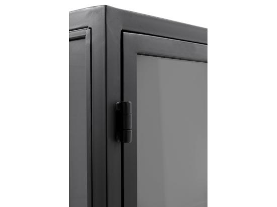 Vente Unique Vitrine Avec Portes Et Côtés En Verre Structure Métallique Noire