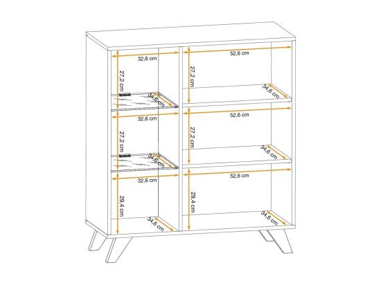 Vente Unique Vitrine Basse Design NIELSEN – 2 Portes Avec éclairage LED Intégré