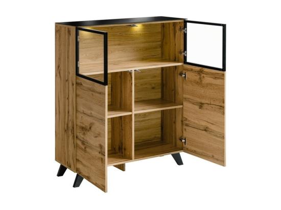 Vente Unique VITRINE Basse TINO + LED. Meuble Déco Type Scandinave Design Pour Votre Salon