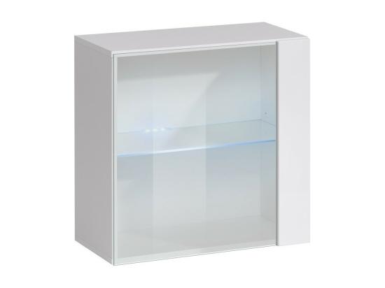 vente unique Vitrine carrée suspendue – Blanc – Collection SWITCH – Porte vitrée et LED inclus – Design moderne