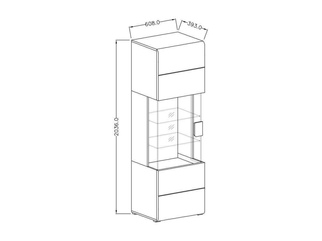 Vente Unique Vitrine Collection OHIO. Couleur Gris Anthracite Et Chêne