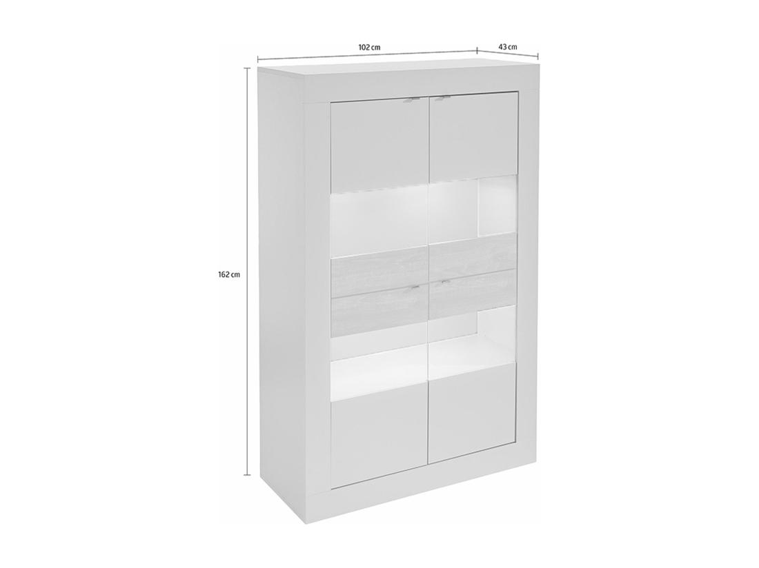 Vente Unique Vitrine COMETE - LEDs - 4 Portes - Blanc Laqué