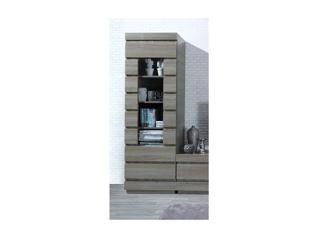 Vente Unique Vitrine DUCAL - 1 Porte - Coloris Effet Bois Gris - 60 X 50 X 185 Cm