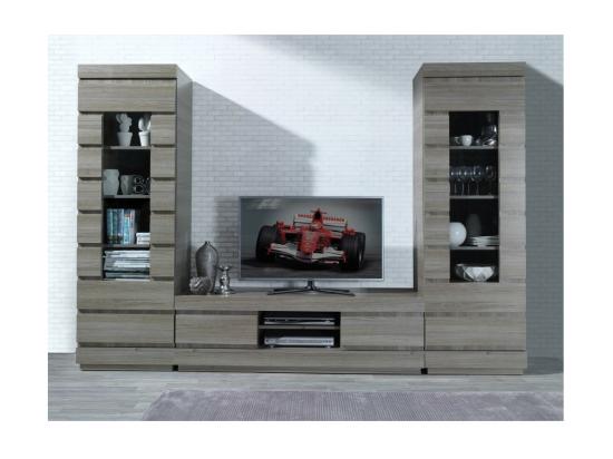 Vente Unique Vitrine DUCAL - 1 Porte - Coloris Effet Bois Gris - 60 X 50 X 185 Cm