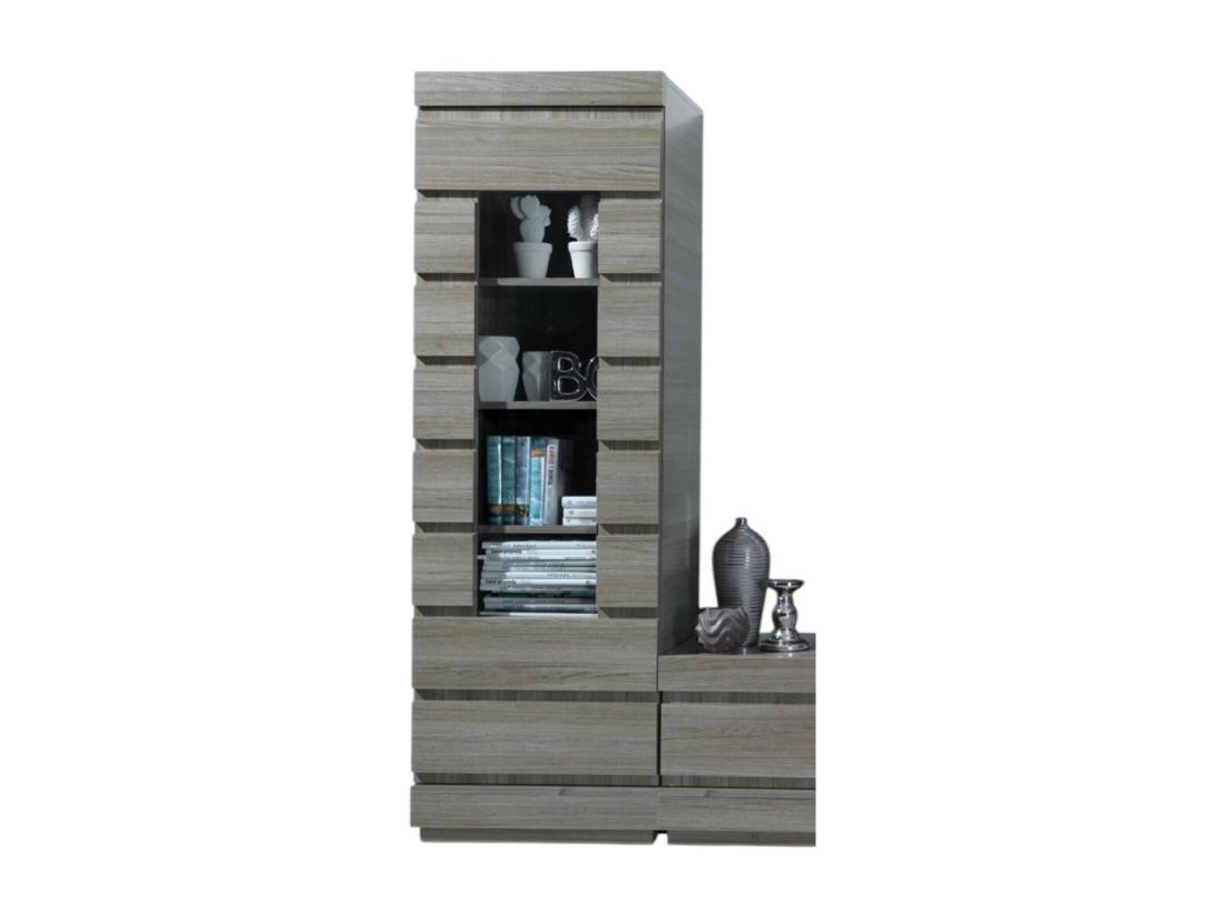 vente unique Vitrine DUCAL - 1 Porte - Coloris Effet Bois Gris - 60 x 50 x 185 cm