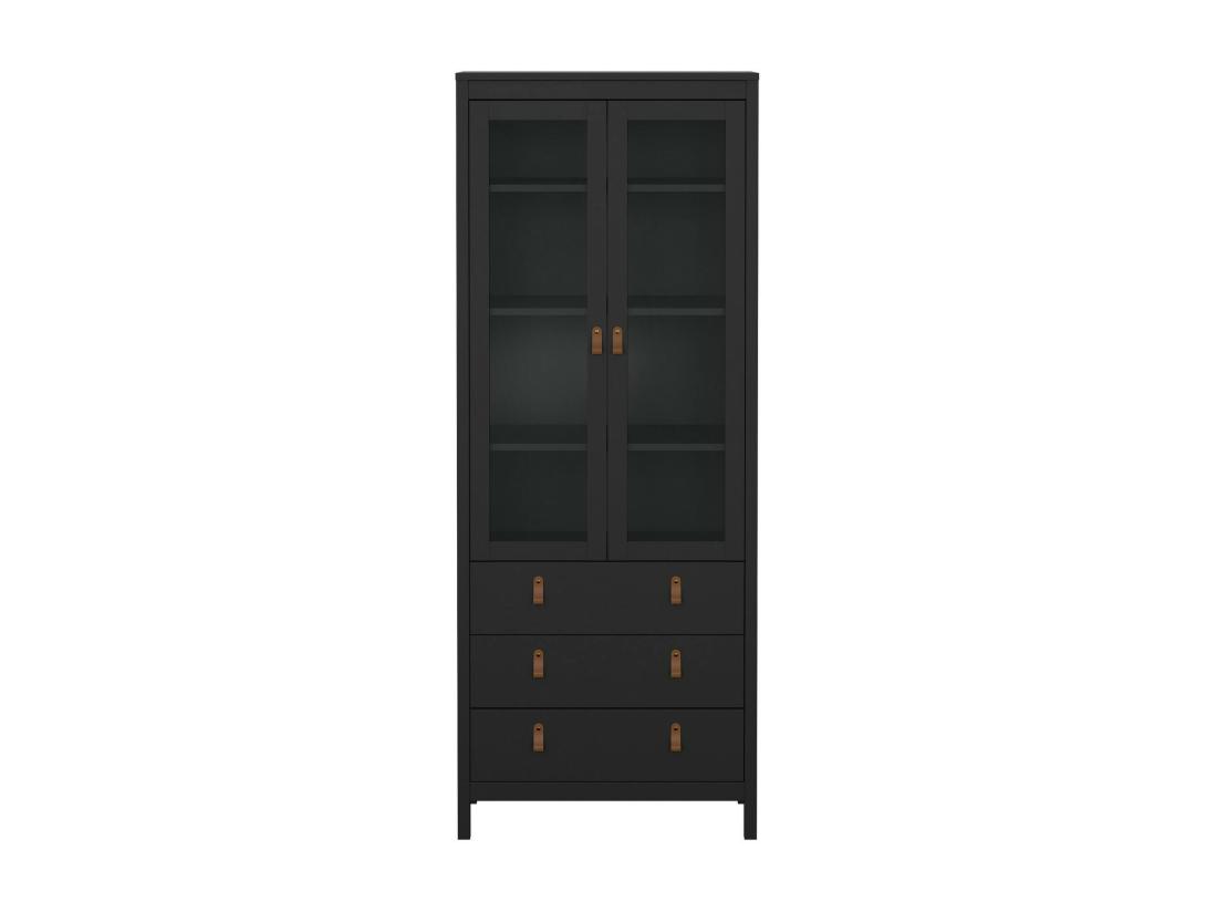 Vente Unique Vitrine Dvecch Buffet D'exposition Vitrine Polyvalente Buffet De Salon 78x33 H199 Cm Noir