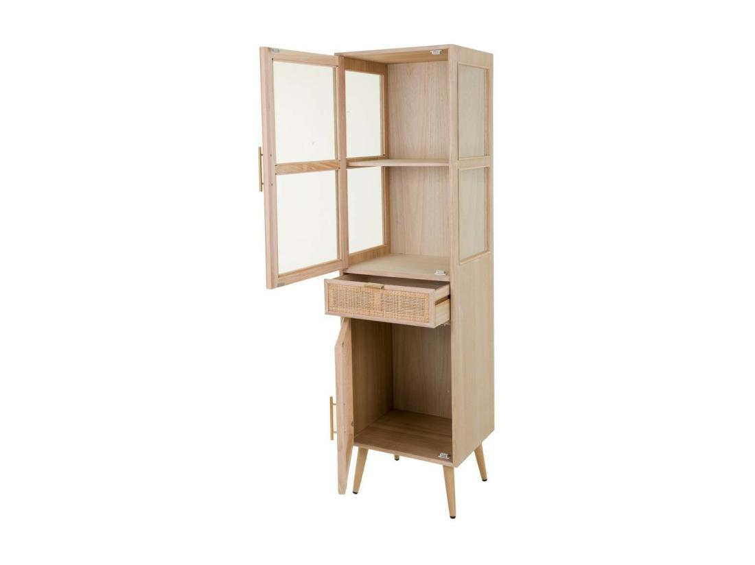 Vente Unique Vitrine En Bois Et Grille Marron 46.5x40.5x173.5h
