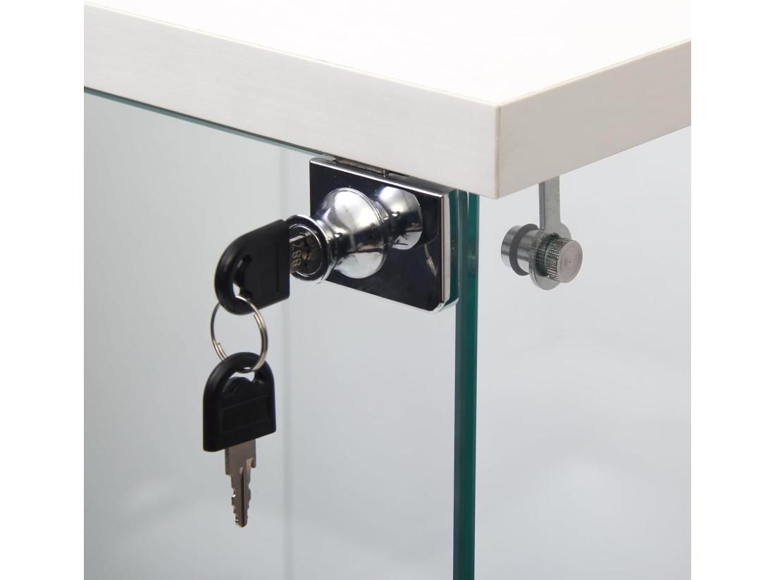 Vente Unique Vitrine En Verre Debout 46 X 36 X 125 Cm Vitrine à 3 Couches Moderne En Verre Pour Objets De Collection Livres Vin Blanc 42 X 36 X 125 Cm