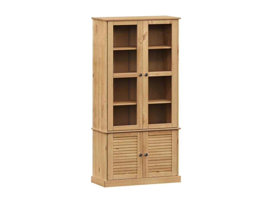 Vente Unique Vitrine En Verre VIGO 85x35x170 Cm Bois Massif De Pin