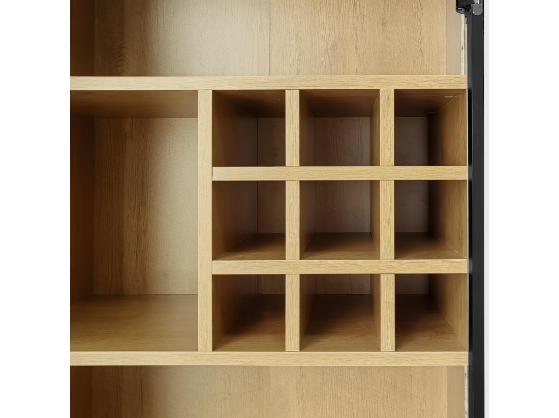 Vente Unique Vitrine H 160cm Avec LED - 2 Portes Avec Compartiments - Naturel