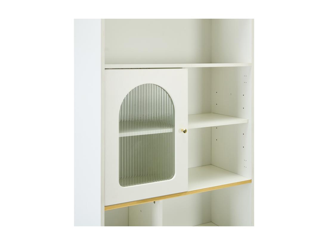 Vente Unique Vitrine H 190cm Avec LED - 5 Compartiments Ouverts Et 2 Tiroirs - Blanc