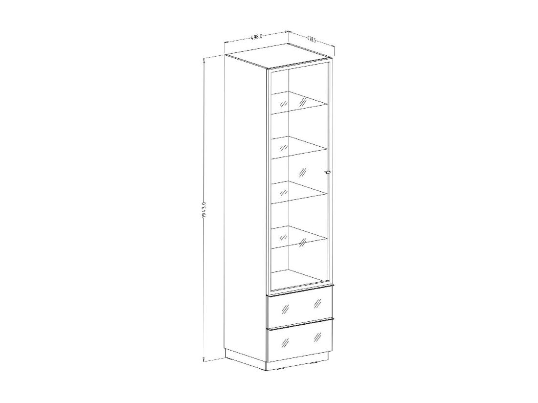Vente Unique Vitrine Haute Collection ZANTE Avec LED Intégrées 50 X 194 X 48 Cm