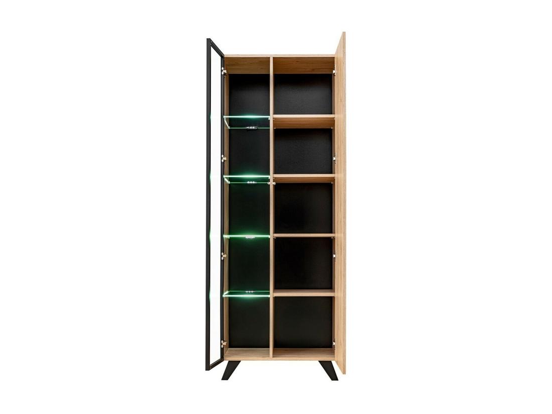 Vente Unique Vitrine Haute Design NIELSEN – 2 Portes Avec éclairage LED Intégré