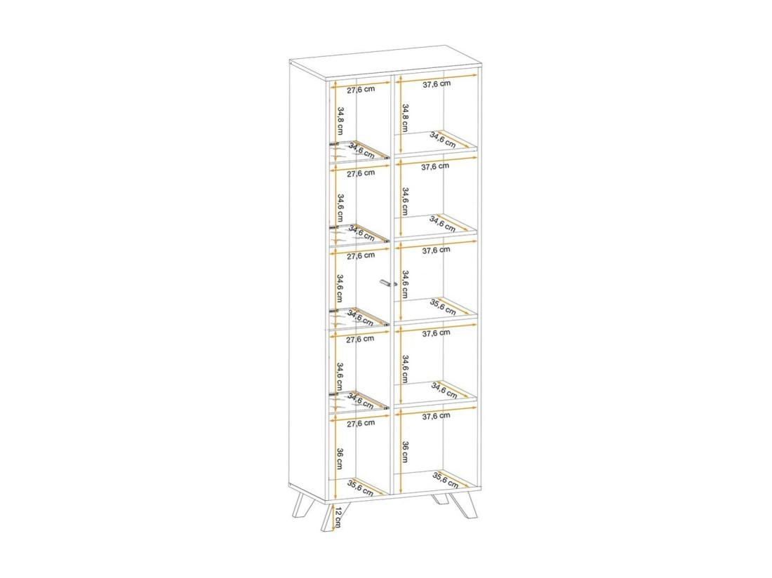 Vente Unique Vitrine Haute Design NIELSEN – 2 Portes Avec éclairage LED Intégré