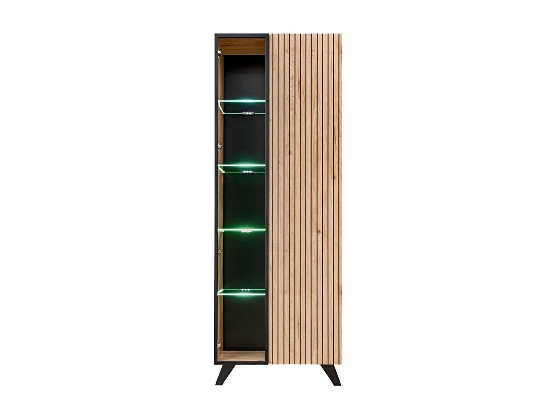 vente unique Vitrine haute design NIELSEN – 2 portes avec éclairage LED intégré