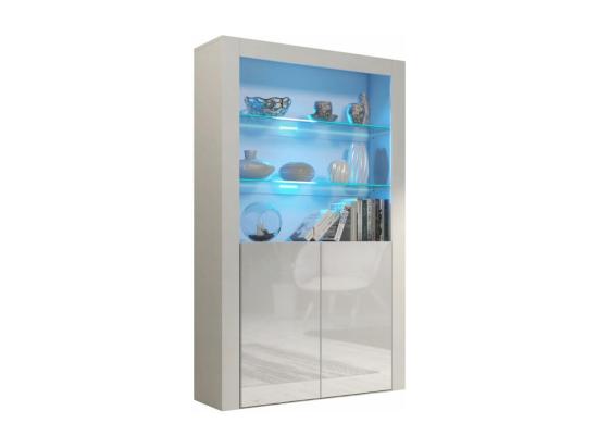 Vente Unique Vitrine JIVE 90 Cm Blanc Laqué Avec LEDS