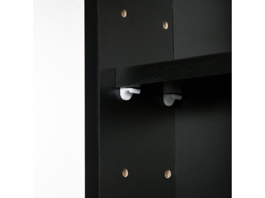 Vente Unique Vitrine Murale étagère - 5 étagères Réglables - 2 Portes Coulissantes Verre - Panneaux Noir