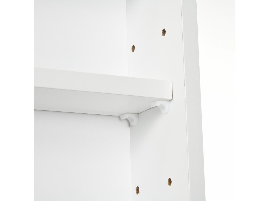 vente unique Vitrine murale étagère - 5 étagères réglables - 2 portes coulissantes verre - panneaux blanc