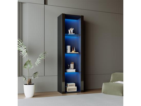 vente unique Vitrine noire avec éclairage LED 3 compartiments en verre 55 * 38 * 166cm