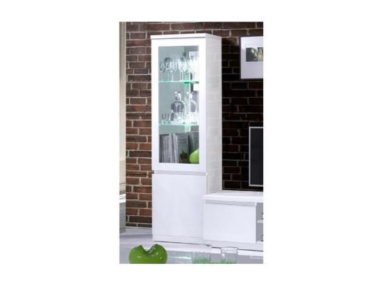 vente unique Vitrine Petit Modèle FABIO - Blanc Brillant avec LED - Style Design - 55 x 191 x 40 cm