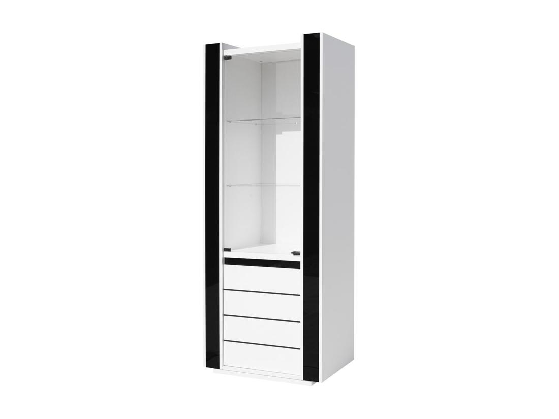 vente unique Vitrine petit modèle LINA blanche et noire avec LED – 72 x 185 x 45 cm