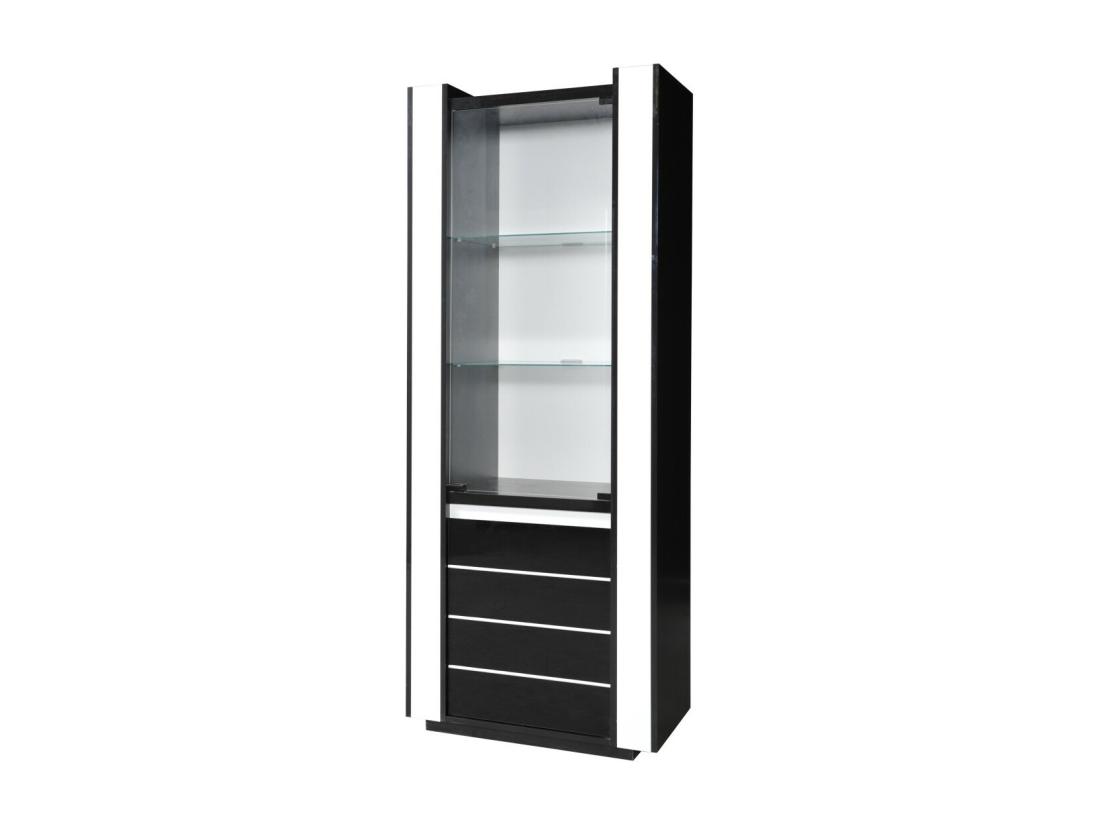 vente unique Vitrine petit modèle LINA noire et blanche avec LED