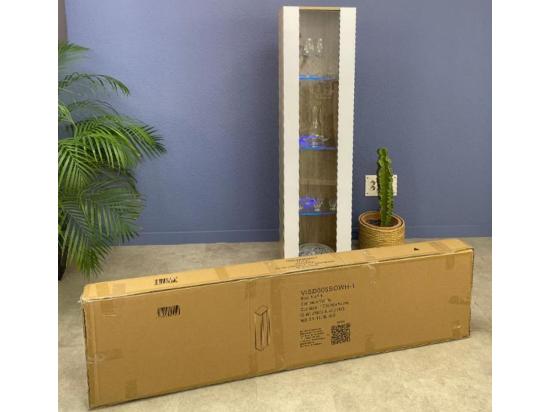 Vente Unique Vitrine Pour Salon Salle à Manger En Blanc Avec LED 40x29x165cm Luke V5