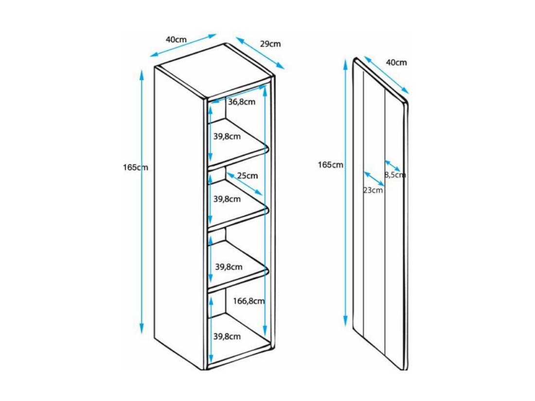 Vente Unique Vitrine Pour Salon Salle à Manger En Blanc Avec LED 40x29x165cm Luke V5