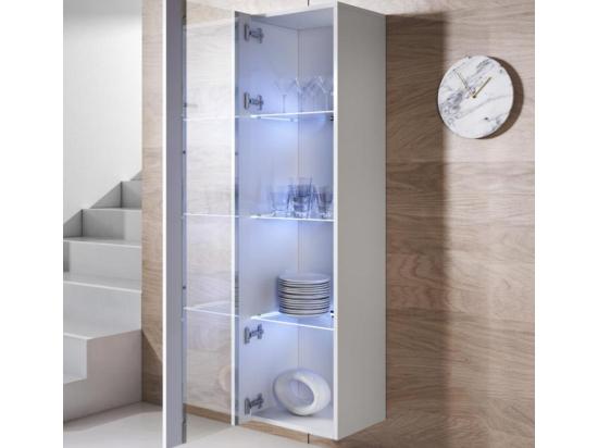 vente unique Vitrine pour Salon Salle à manger en Blanc avec LED 40x29x165cm Luke V5
