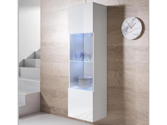 Vente Unique Vitrine Pour Salon Salle à Manger En Blanc Avec LED 40x29x165cm Luke V6