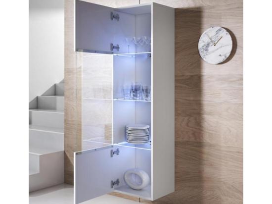 Vente Unique Vitrine Pour Salon Salle à Manger En Blanc Avec LED 40x29x165cm Luke V6
