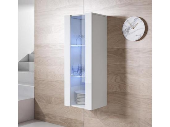 vente unique Vitrine pour Salon Salle à manger en Blanc avec LED 40x29x126cm Luke V2