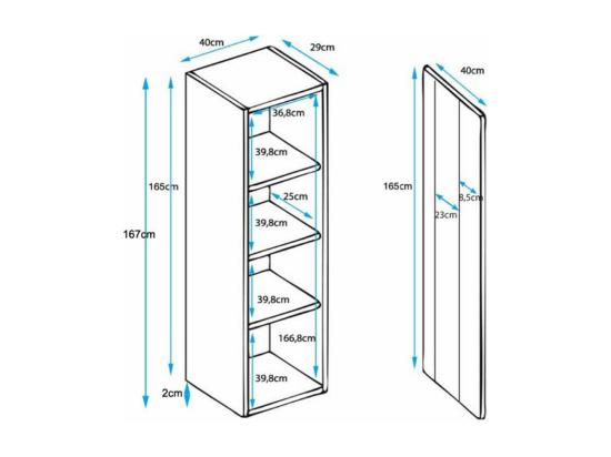 Vente Unique Vitrine Pour Salon Salle à Manger En Sonoma Et Blanc Avec LED 40x29x167cm Luke V5