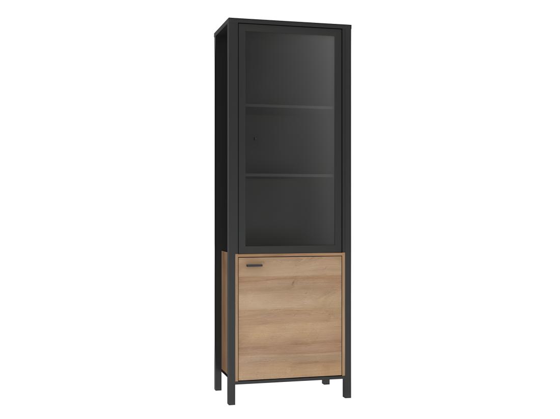 Vente Unique Vitrine Réversible 194 Cm 2 Portes Décor Bois De Chêne Et Noir - MODE