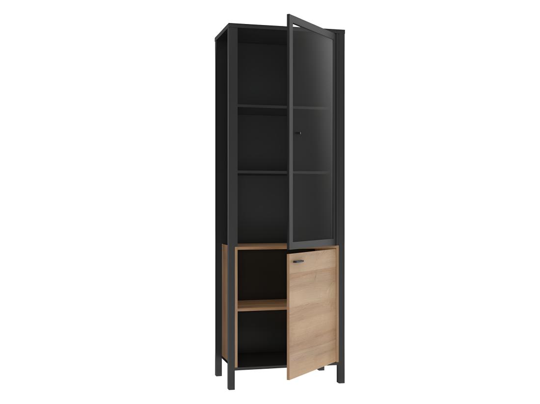 vente unique Vitrine réversible 194 cm 2 portes décor bois de chêne et noir - MODE