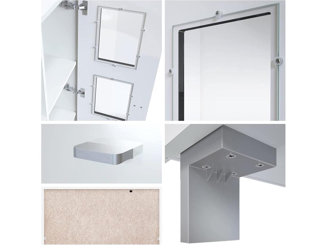 Vente Unique Vitrine Sur Pied Avec 2 Portes Et 3 Vitres Noir Mat/noir Haute Brillance/aspect Béton Oxyde éclairage Led Inclus (71 X 129 X 35 Cm)
