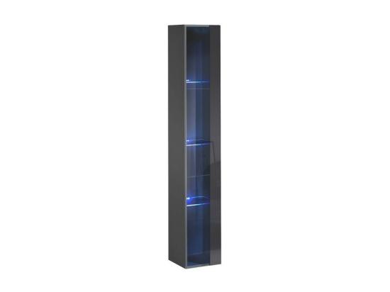 vente unique Vitrine suspendue – Gris – Collection SWITCH – Porte vitrée et LED inclus – Grand modèle
