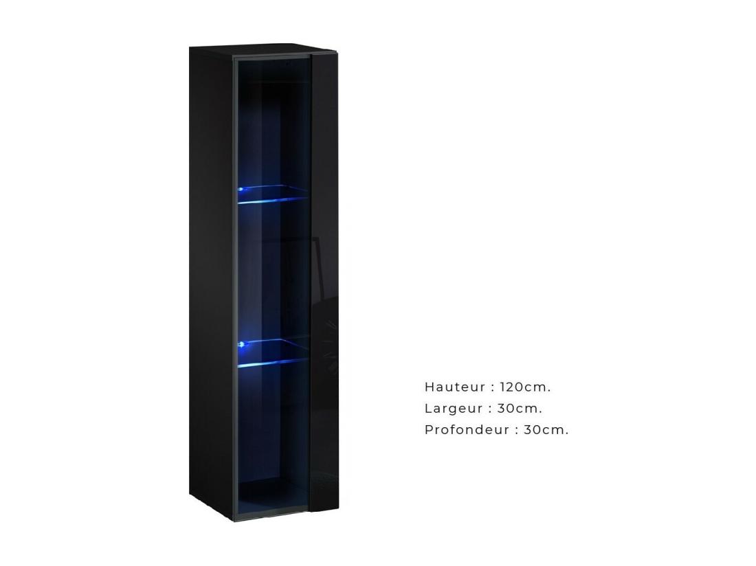 Vente Unique Vitrine Suspendue Noire Petit Modèle Avec 1 Porte Vitrée Et éclairage LED Inclus. Collection SWITCH
