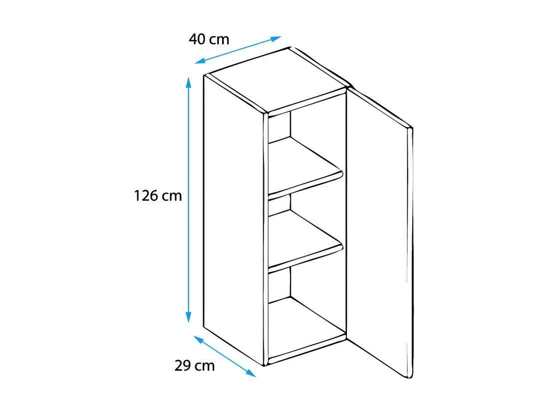 Vente Unique Vitrine Suspendue Pour Salon Salle à Manger En Noir Avec LED 40x29x126cm Nora V2