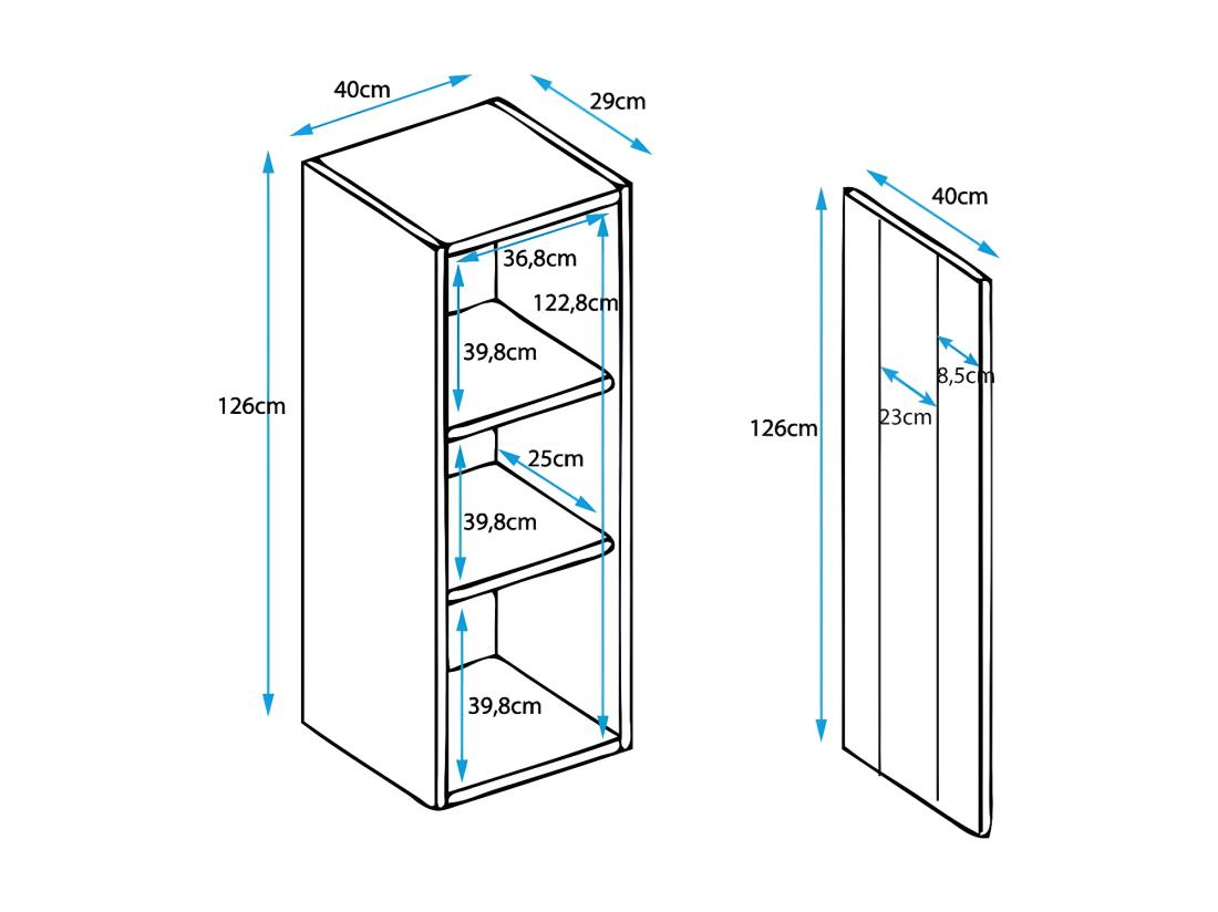 Vente Unique Vitrine Suspendue Pour Salon Salle à Manger En Noir Avec LED 40x29x126cm Nora V2