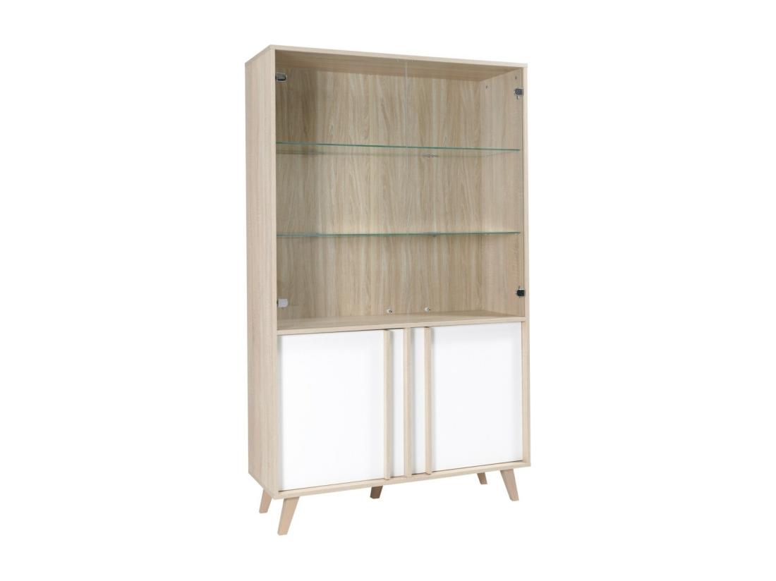 vente unique Vitrine vaisselier argentier MALMO grand modèle + LED. Meuble type SCANDINAVE idéal pour votre salle à manger