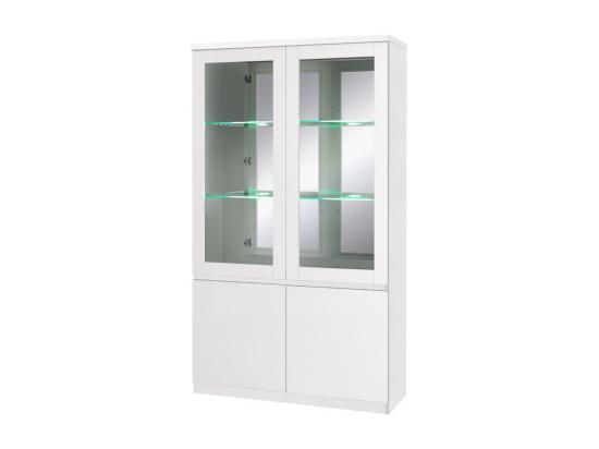 vente unique Vitrine vaisselier FABIO - Blanc Brillant avec LED - Style Design - 110 x 190 x 40 cm